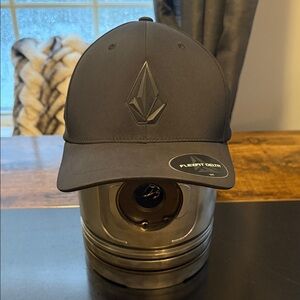 Volcom Black Flexfit Embossed Logo Hat